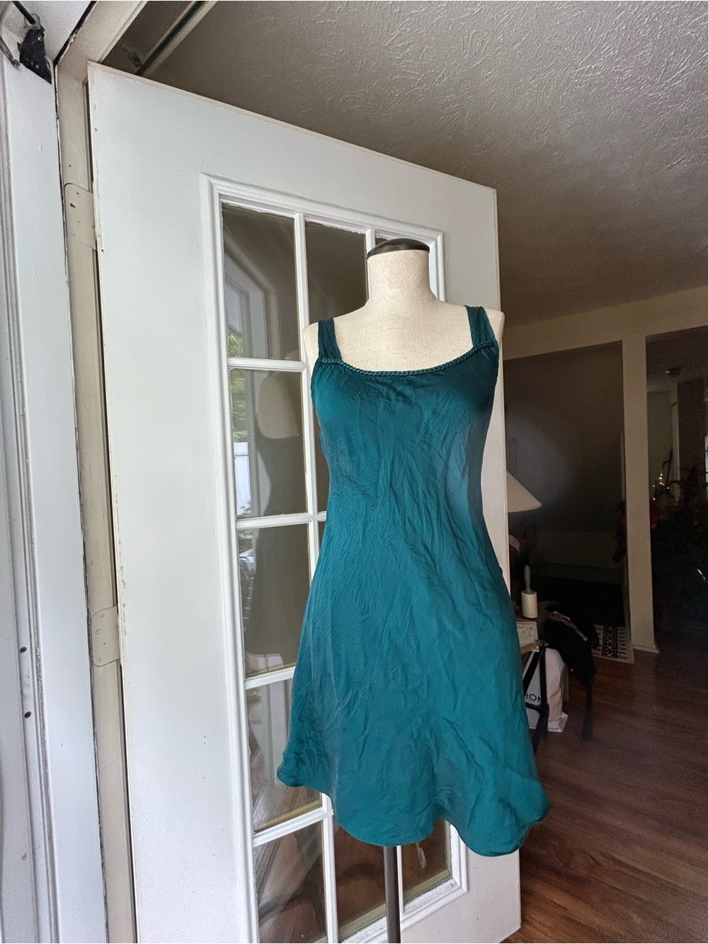 Venchelle vintage deep Teal Slip Dress. XS
